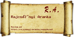Rajcsányi Aranka névjegykártya