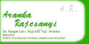 aranka rajcsanyi business card